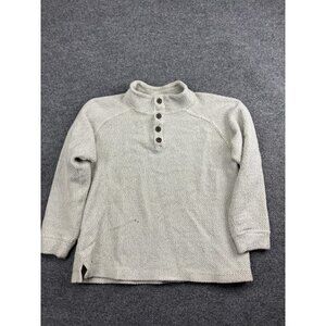 Territory Ahead Sweater Mens Small Oatmeal Henley Mock Neck Button Pullover Knit